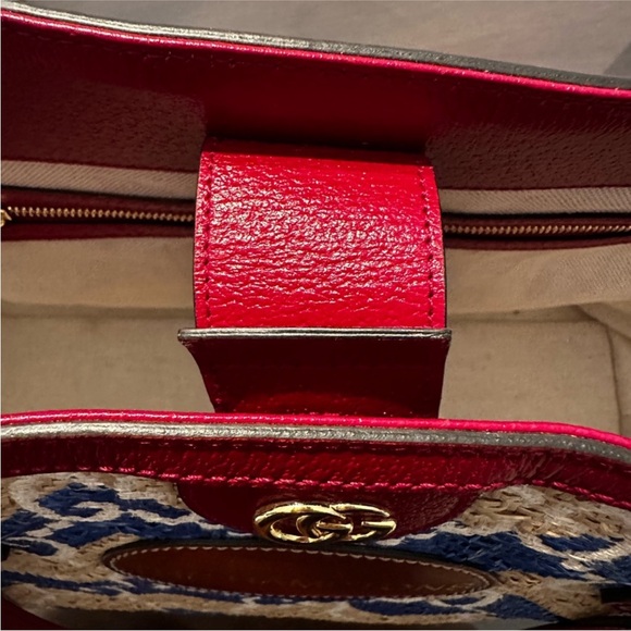 Gucci The Hamptons Ophidia Shopping Tote Straw Effect GG Raffia Women's limited - Picture 13 of 13